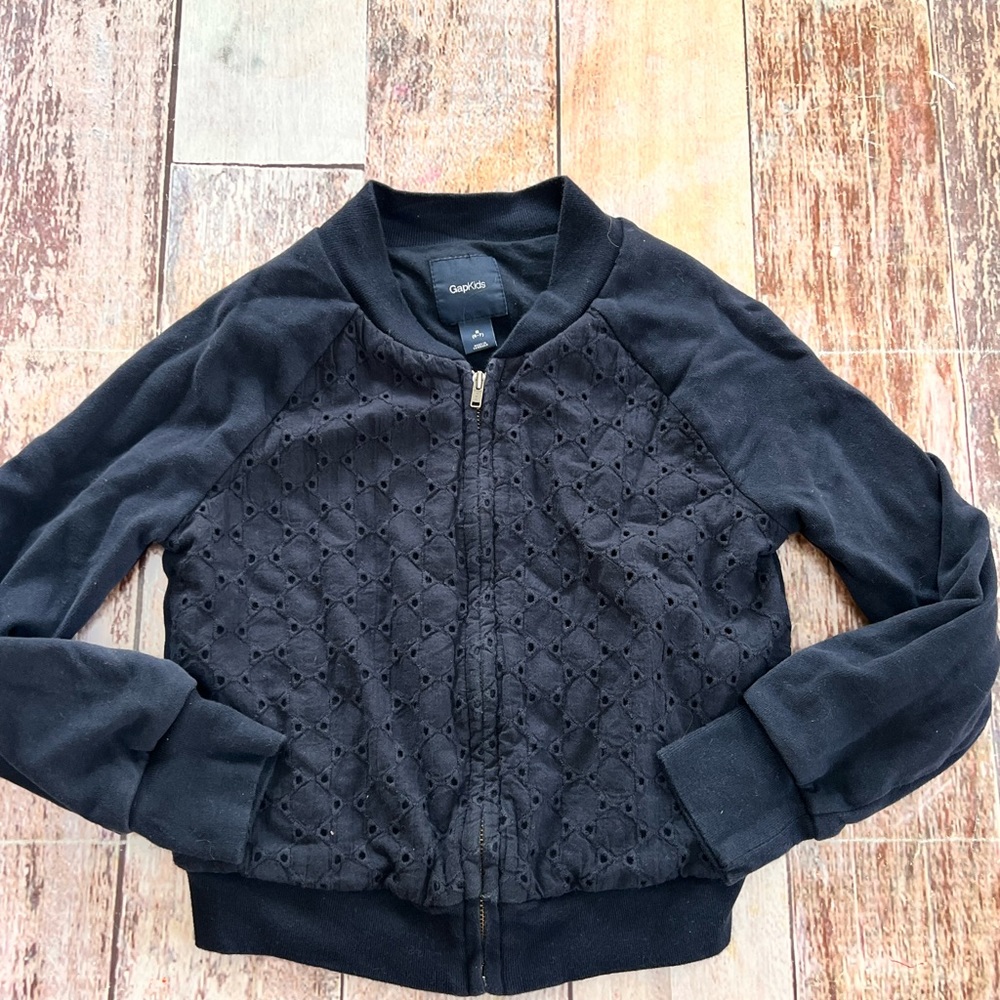Gap‎ Kid eyelet lace sweatshirt navy blue jacket size s